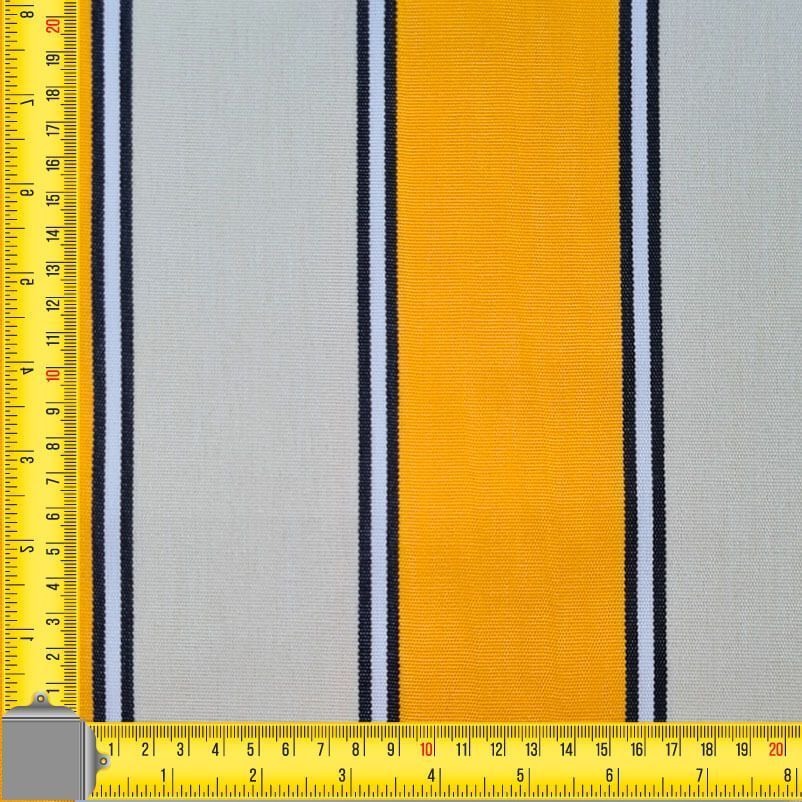 Tela para Toldo a Rayas Mostaza, Negras y Beige con Teflón (ancho 3,20M) - Imagen 3