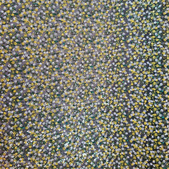 Tela de Tul con Lentejuelas en forma de Flores Amarillas y Blancas (ancho 1,25M) - Imagen 4