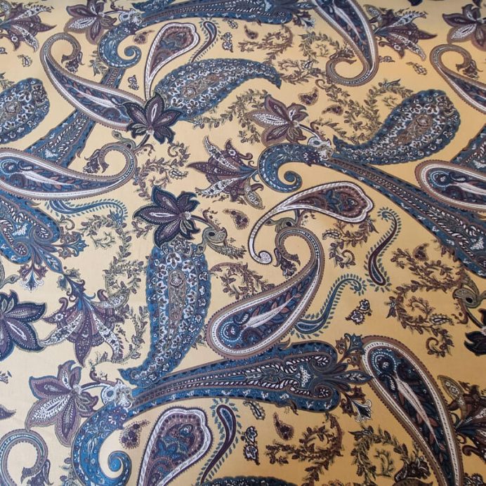 Tela de Loneta Vainilla Estampado Cachemir en Azul (ancho 2,80M) - Imagen 3