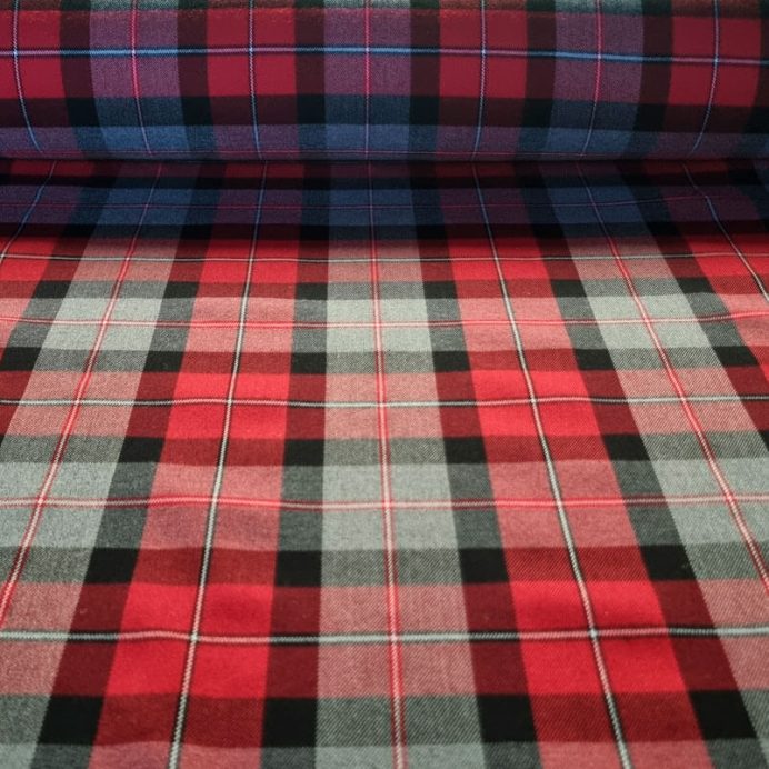 Tela de Sarga Cuadro Escocés Rojo y Gris (ancho 1,50M)