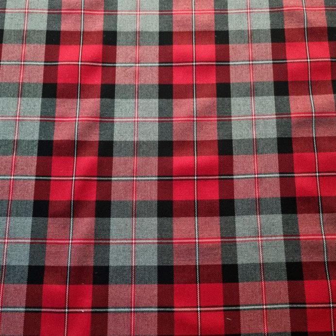 Tela de Sarga Cuadro Escocés Rojo y Gris (ancho 1,50M) - Imagen 3