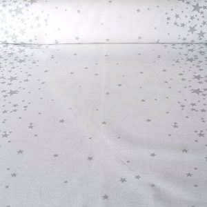 Tela de Mantelería Blanca Estrellas Plateadas Navideña (ancho 1,60M)