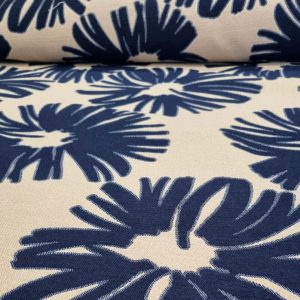 Tela de Gobelino Beige Flores Azules (ancho 2,80M)