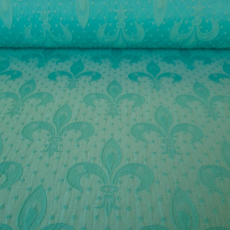 Tela de Jacquard Flor de Lis Agua Marina (ancho 1,35M)