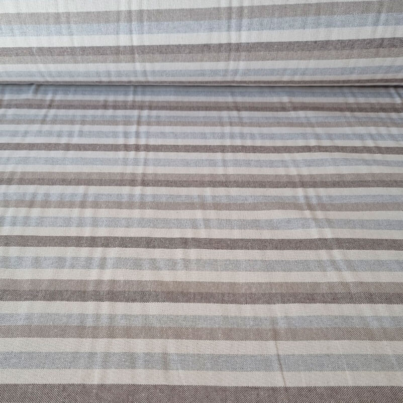 Tela de Loneta Half Panamá 100% algodón Rayas Azules y Marrones (ancho 2,80M)