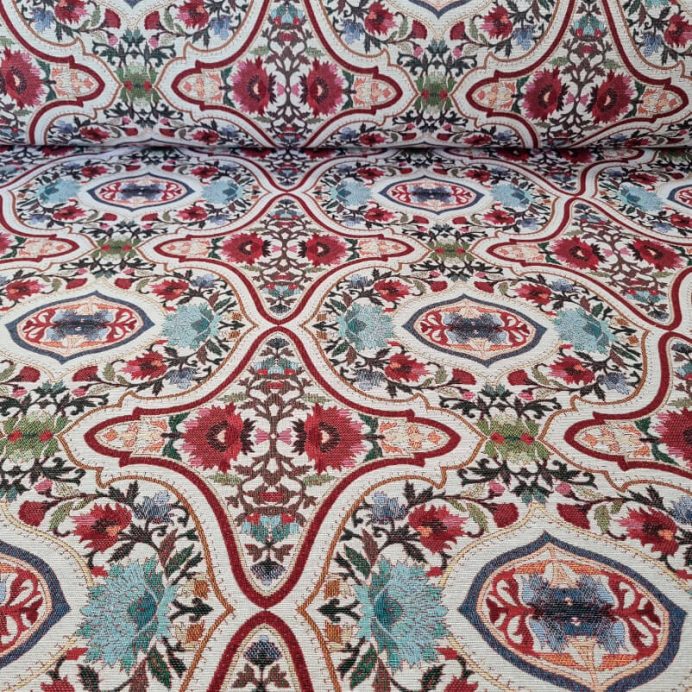 Tela de Gobelino Beige diseño Floral (ancho 2,80M)