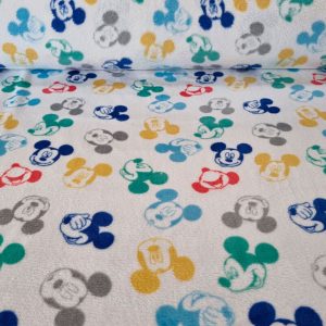 Tela de Coralina Blanca Estampado Mickey Mouse Multicolor (ancho 1,50M)
