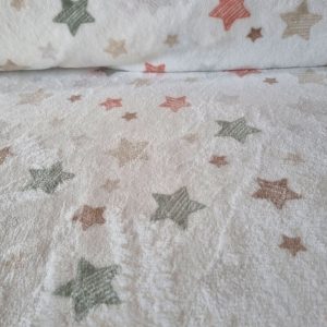 Tela de Coralina Blanca Estampada Estrellas de Colores (ancho 1,50M)