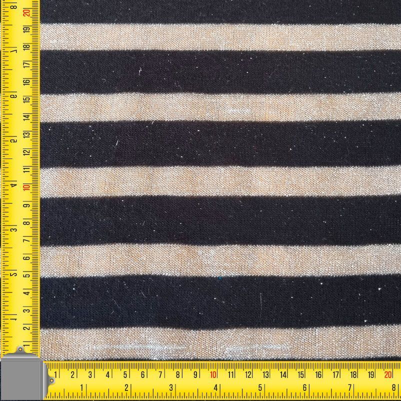 Tela de Punto Rayas Negras y Plata Purpurina (ancho 1,50M) - Imagen 2