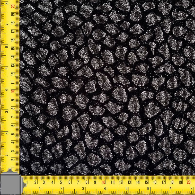 Tela de Punto Leopardo Negro y Plata Purpurina (ancho 1,50M) - Imagen 2