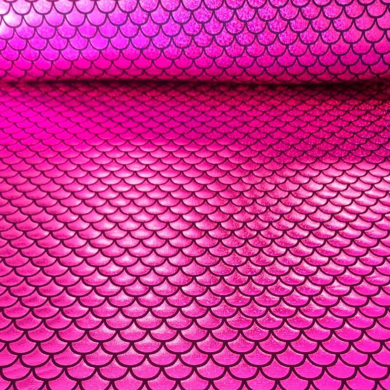 Tela de Punto Lamé Escamas Fucsia Holográfica (ancho 1,50M)