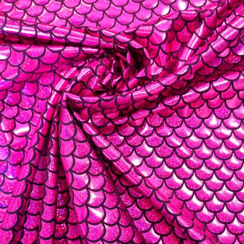 Tela de Punto Lamé Escamas Fucsia Holográfica (ancho 1,50M) - Imagen 2