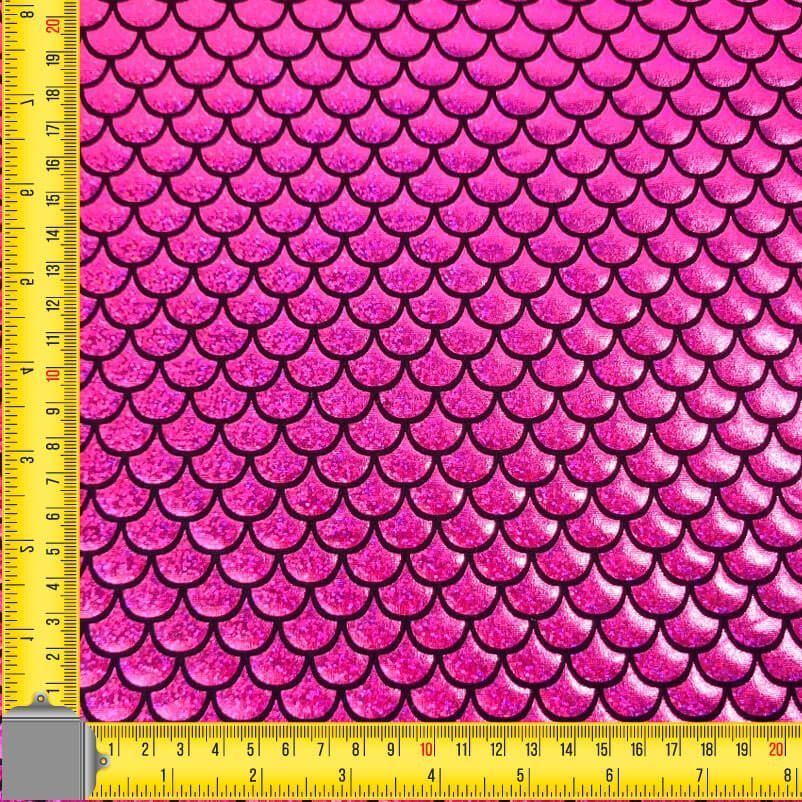 Tela de Punto Lamé Escamas Fucsia Holográfica (ancho 1,50M) - Imagen 3