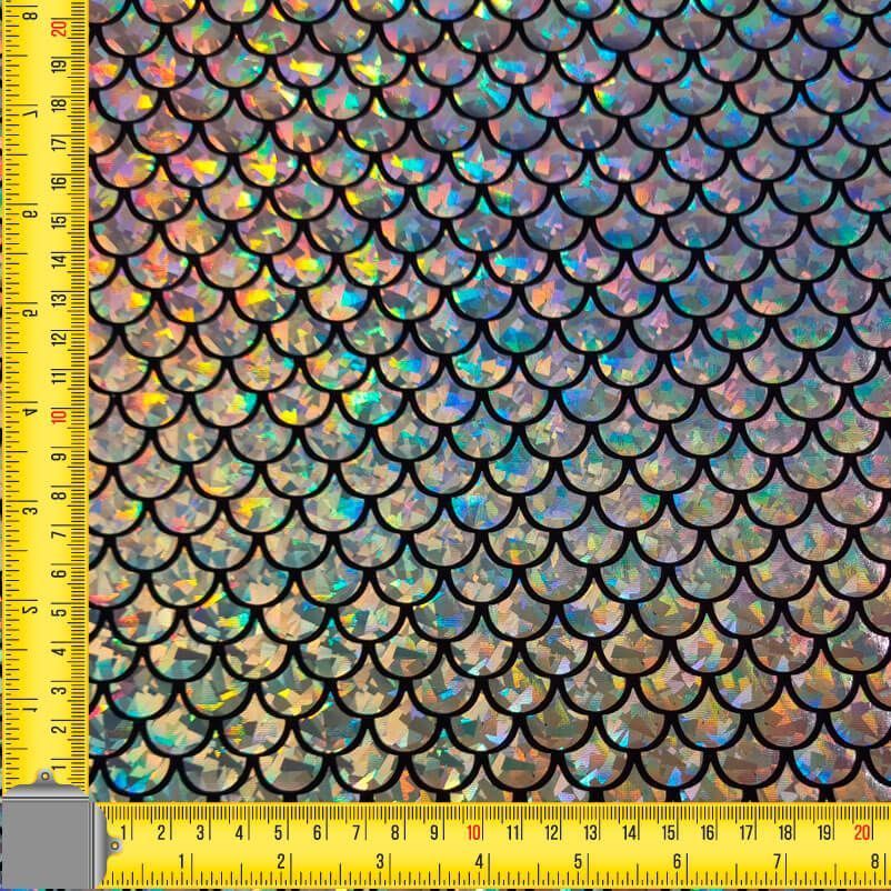 Tela de Punto Lamé Escamas Plata Holográfica (ancho 1,50M) - Imagen 3