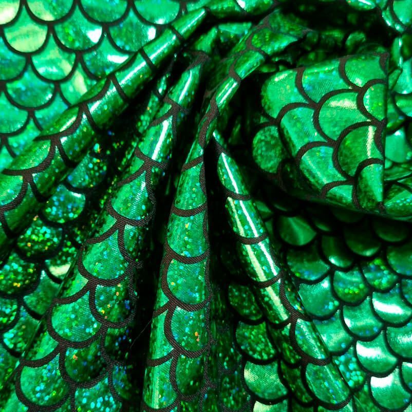 Tela de Punto Lamé Escamas Verde Holográfica (ancho 1,50M) - Imagen 2