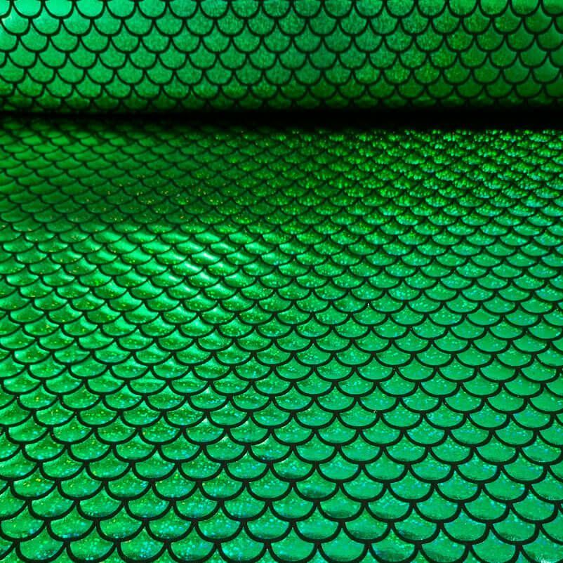 Tela de Punto Lamé Escamas Verde Holográfica (ancho 1,50M)