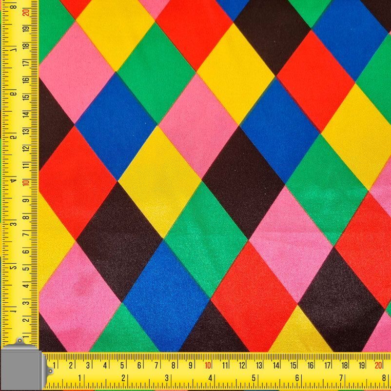 Tela de Raso Carnaval Rombos Arlequín Multicolor Rosa (ancho 1,50M) - Imagen 2