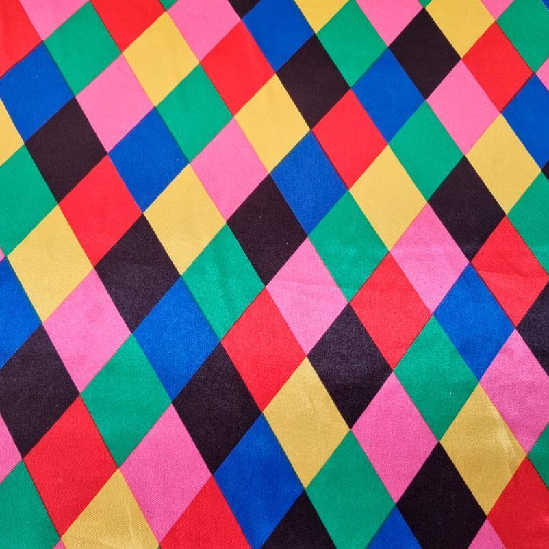 Tela de Raso Carnaval Rombos Arlequín Multicolor Rosa (ancho 1,50M) - Imagen 3