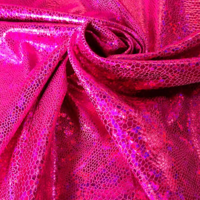 Tela de Punto Lamé Serpiente en Fucsia con Efecto Holográfico (ancho 1,50M) - Imagen 2