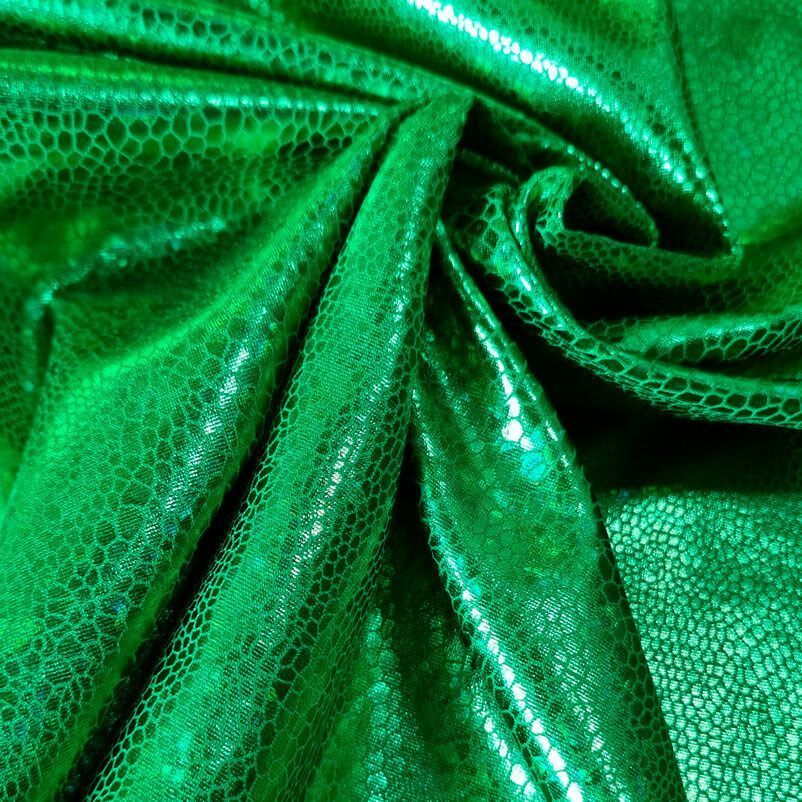 Tela de Punto Lamé Serpiente en Verde con Efecto Holográfico (ancho 1,50M) - Imagen 2