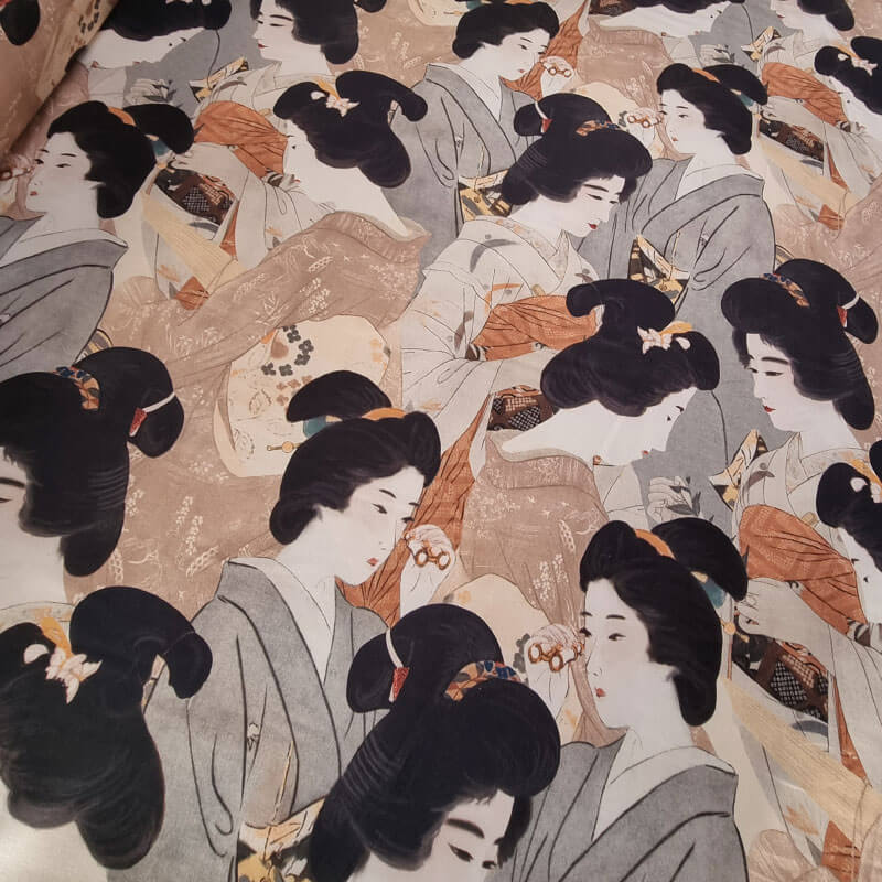 Tela de Loneta Estampada Half Panamá 100% algodón Estampado Geisha (ancho 2,80M) - Imagen 2