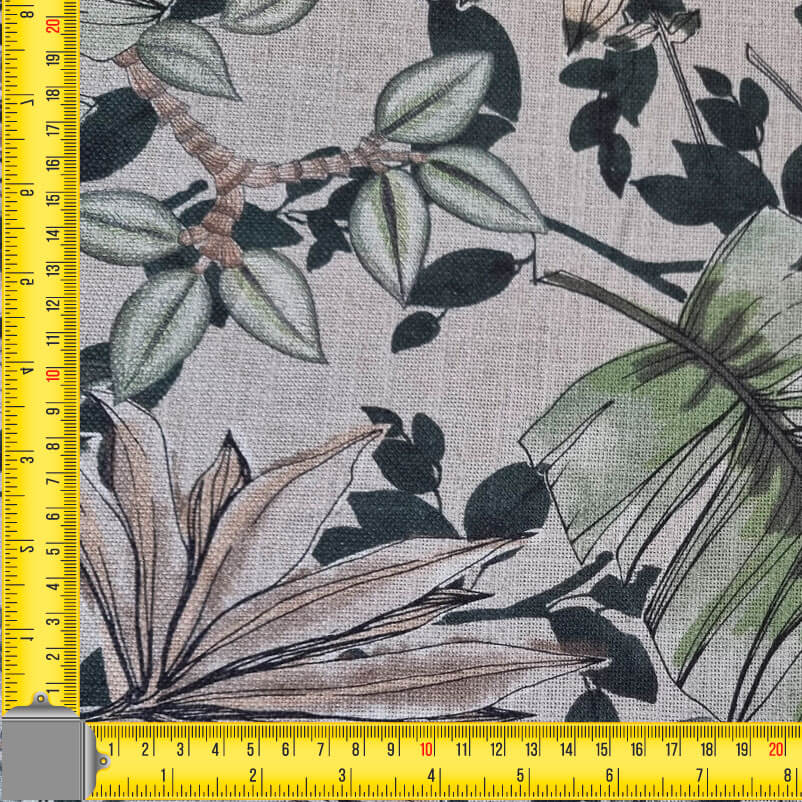 Tela de Lino Viscosa Rústica Estampado Hojas (ancho 2,80M) - Imagen 2