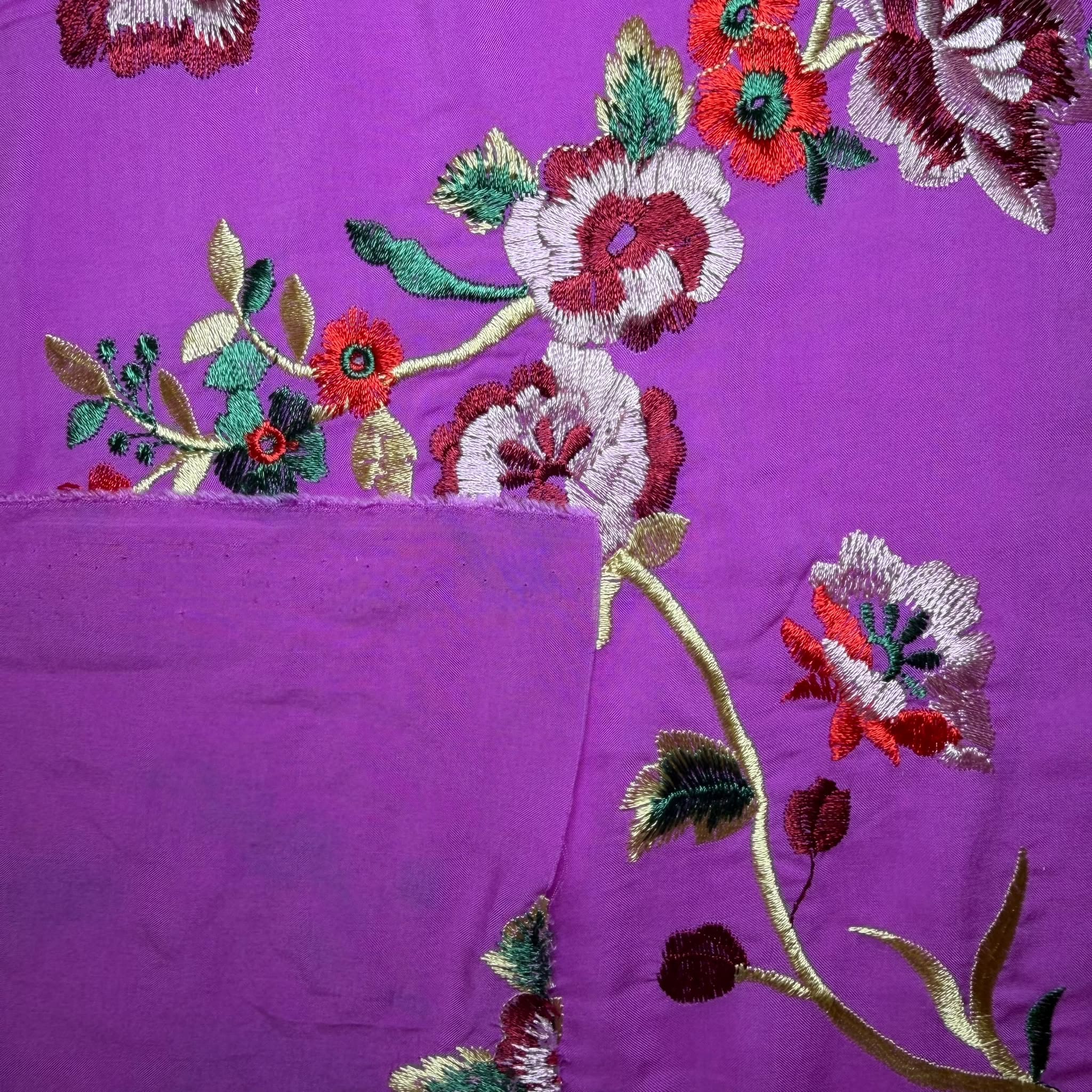 Tela de Viscosa Mantón de Manila Buganvilla Bordado Flores (ancho 1,45M) - Imagen 3