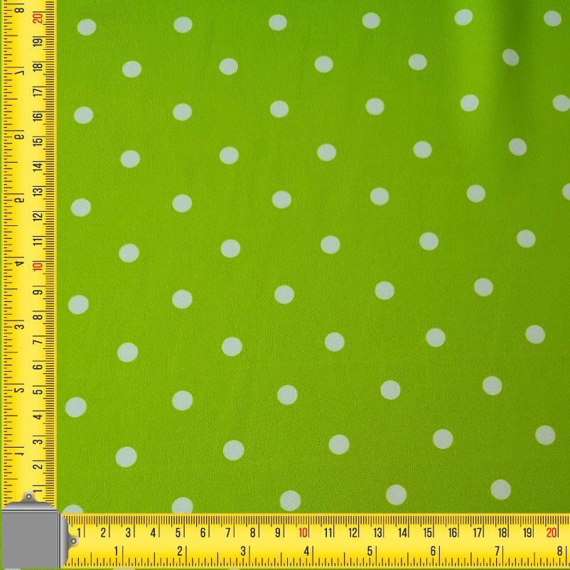 Tela Bielástica Verde Lima Lunares Blancos de 1cm (ancho 1,50M) - Imagen 3