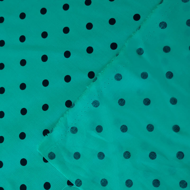 Tela de Batista Verde Menta Lunares Negros de 7mm (ancho 1,55M) - Imagen 4