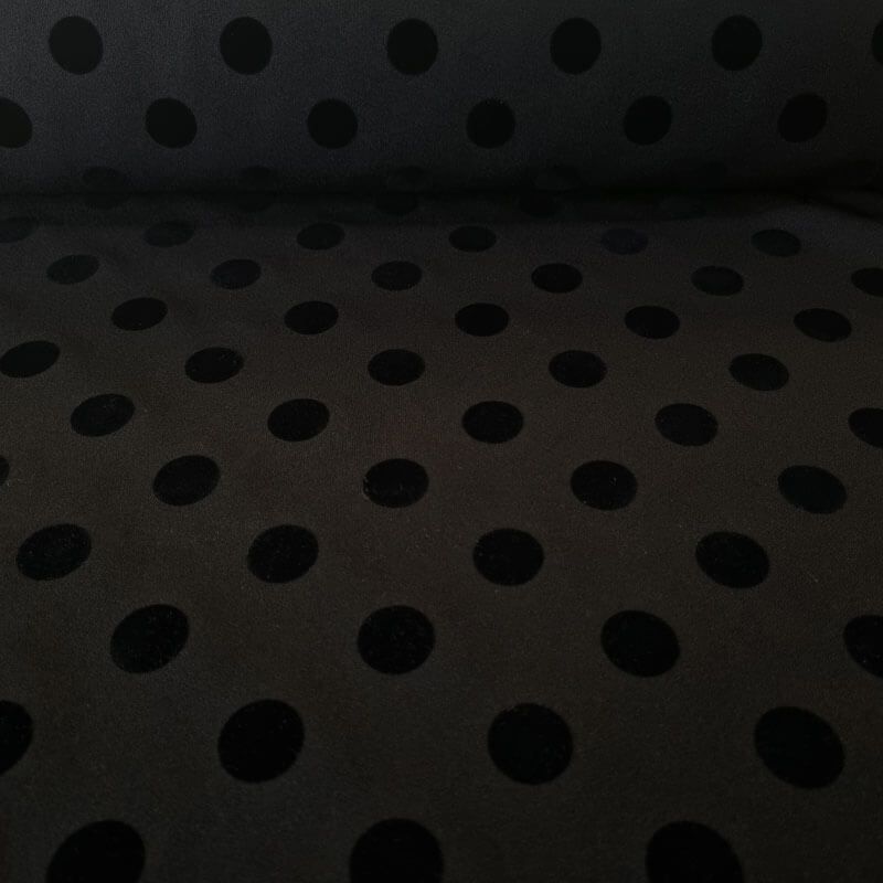Tela de Stretch Negra Lunar Flocado Terciopelo 2cm (ancho 1,55M)