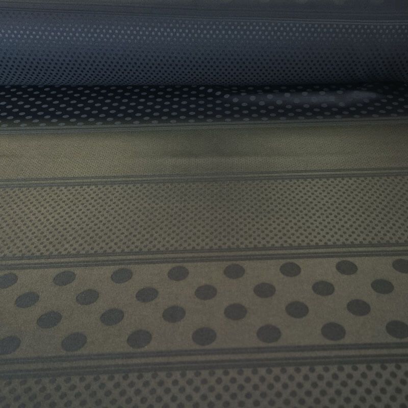 Tela de Satén Jacquard Negra Patrón Lunares Reversible (ancho 1,45M)