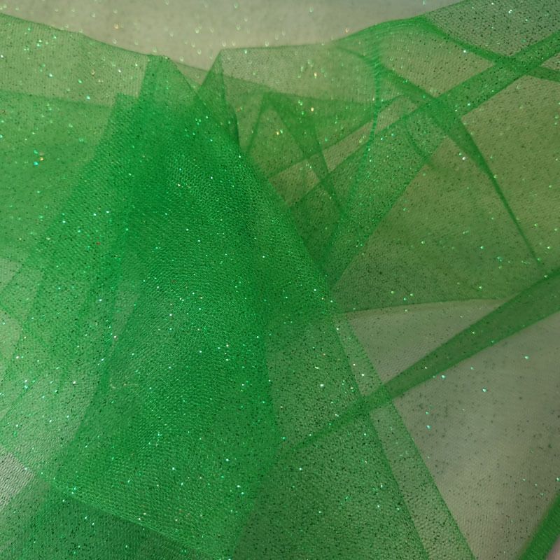Tela de Tul Tieso Carnaval Verde Purpurina (ancho 1,50M) - Imagen 3