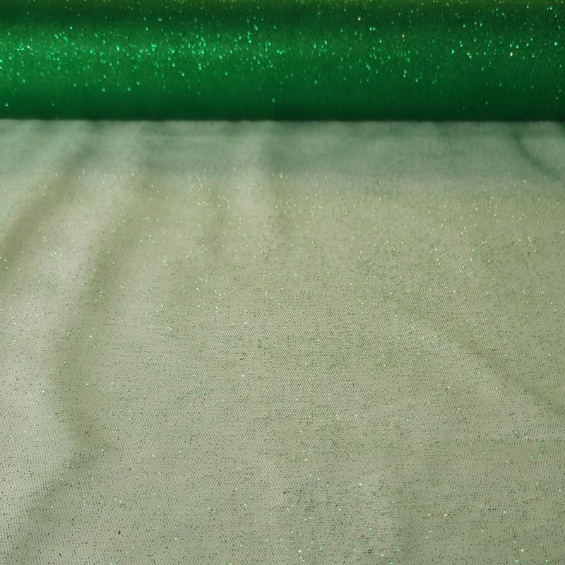 Tela de Tul Tieso Carnaval Verde Purpurina (ancho 1,50M)