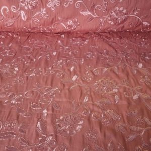 Tela de Viscosa Mantón de Manila Maquillaje Bordado Flores (ancho 1,45M)