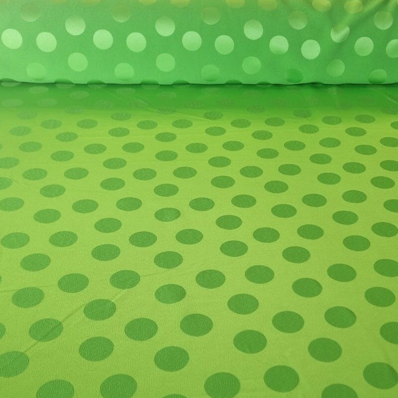 Tela de Satén Jacquard Lima Flúor Lunares 3cm Reversible (ancho 1,45M)