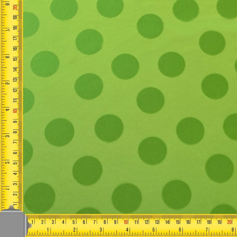 Tela de Satén Jacquard Lima Flúor Lunares 3cm Reversible (ancho 1,45M) - Imagen 4