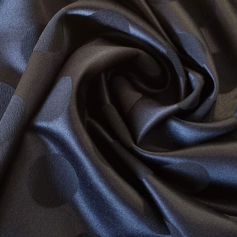 Tela de Satén Jacquard Negra Lunares 3cm Reversible (ancho 1,45M) - Imagen 2