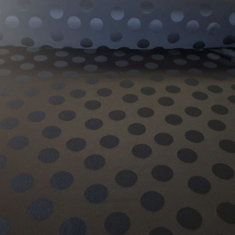 Tela de Satén Jacquard Negra Lunares 3cm Reversible (ancho 1,45M)