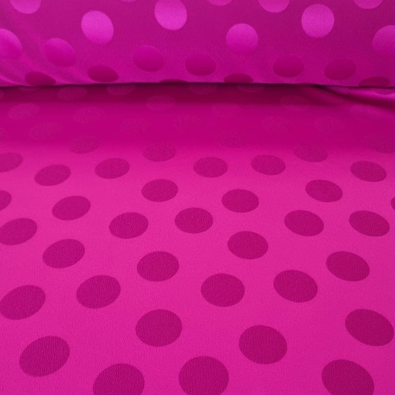 Tela de Satén Jacquard Buganvilla Lunares 3cm Reversible (ancho 1,45M)