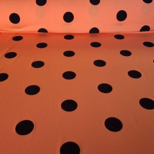 Tela de Punto Mandarina Lunar Flocado Terciopelo Negro 3cm (ancho 1,45M)
