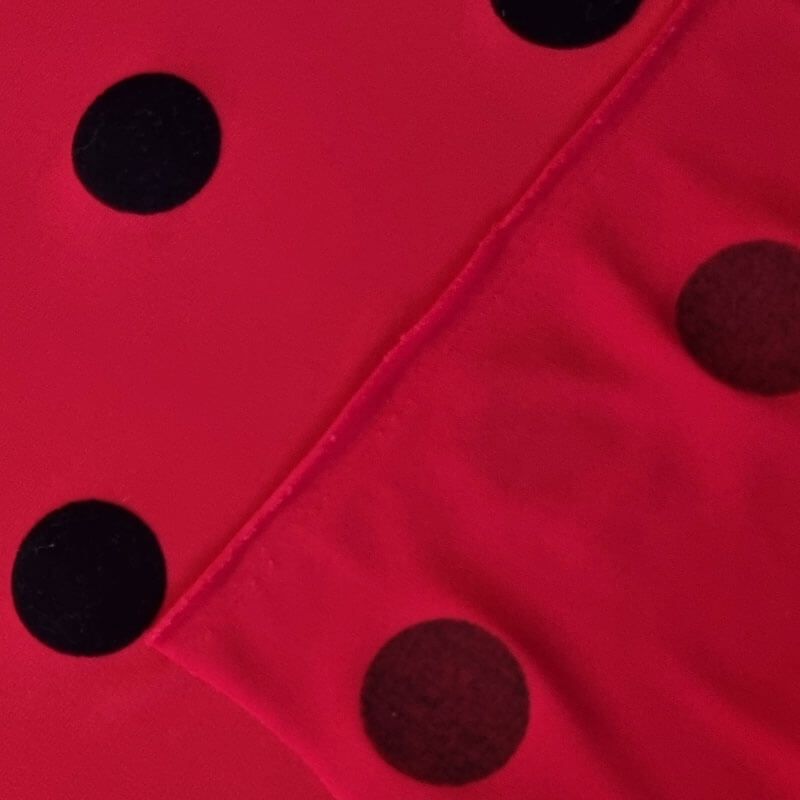 Tela de Punto Roja Lunar Flocado Terciopelo Negro 3cm (ancho 1,45M) - Imagen 3