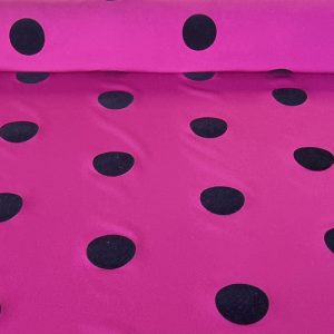Tela de Punto Buganvilla Lunar Flocado Terciopelo Negro 3cm (ancho 1,45M)