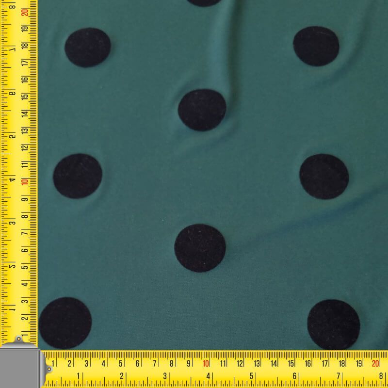Tela de Punto Verde Botella Lunar Flocado Terciopelo Negro 3cm (ancho 1,45M) - Imagen 4