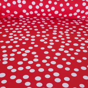 Tela de Punto Roja Lunar Grande Blanco 2/1,5cm (ancho 1,45M)