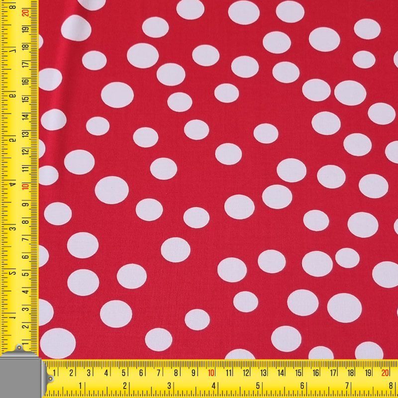 Tela de Punto Roja Lunar Grande Blanco 2/1,5cm (ancho 1,45M) - Imagen 3