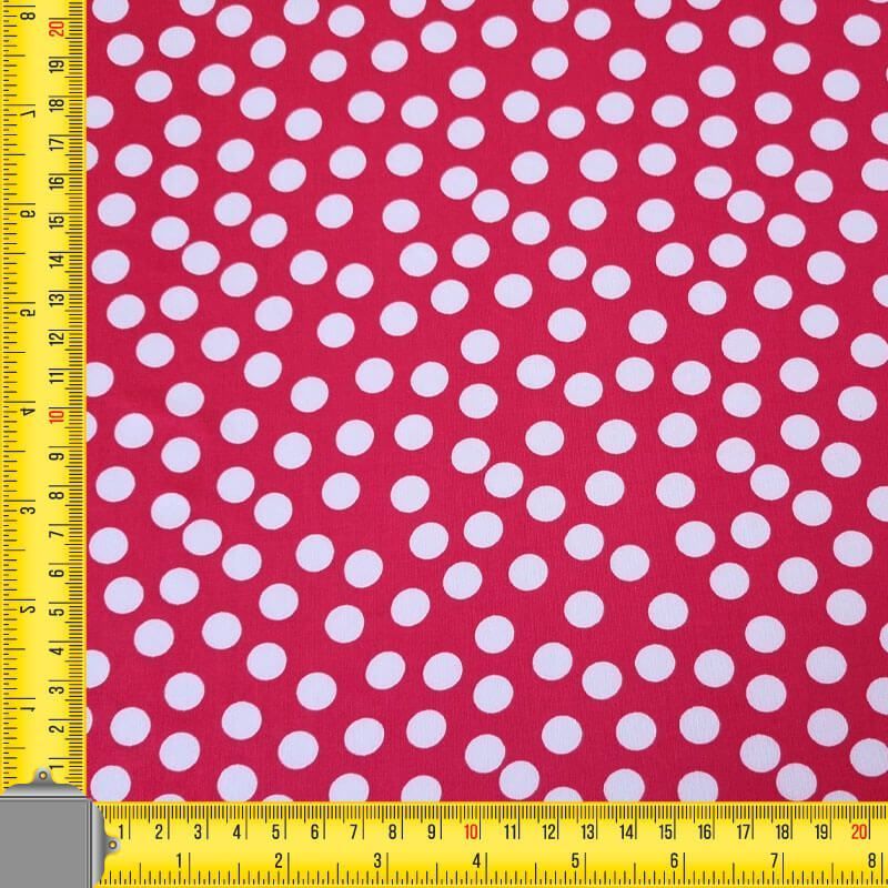 Tela de Punto Roja Lunar Mediano Blanco 1cm (ancho 1,45M) - Imagen 5