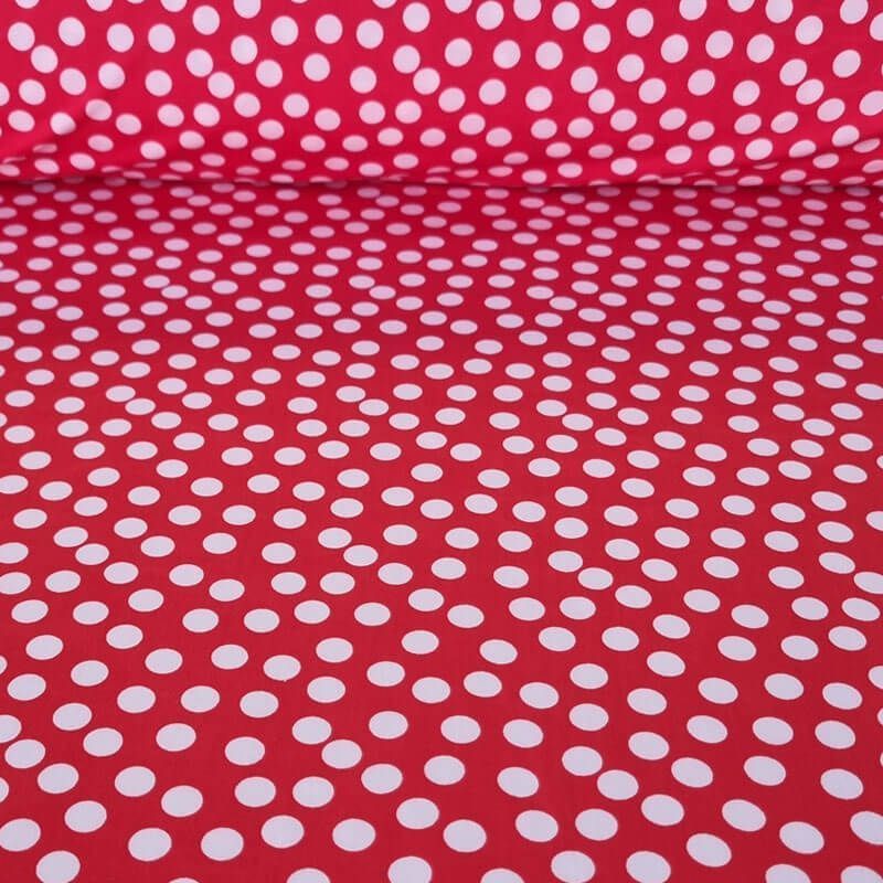 Tela de Punto Roja Lunar Mediano Blanco 1cm (ancho 1,45M)