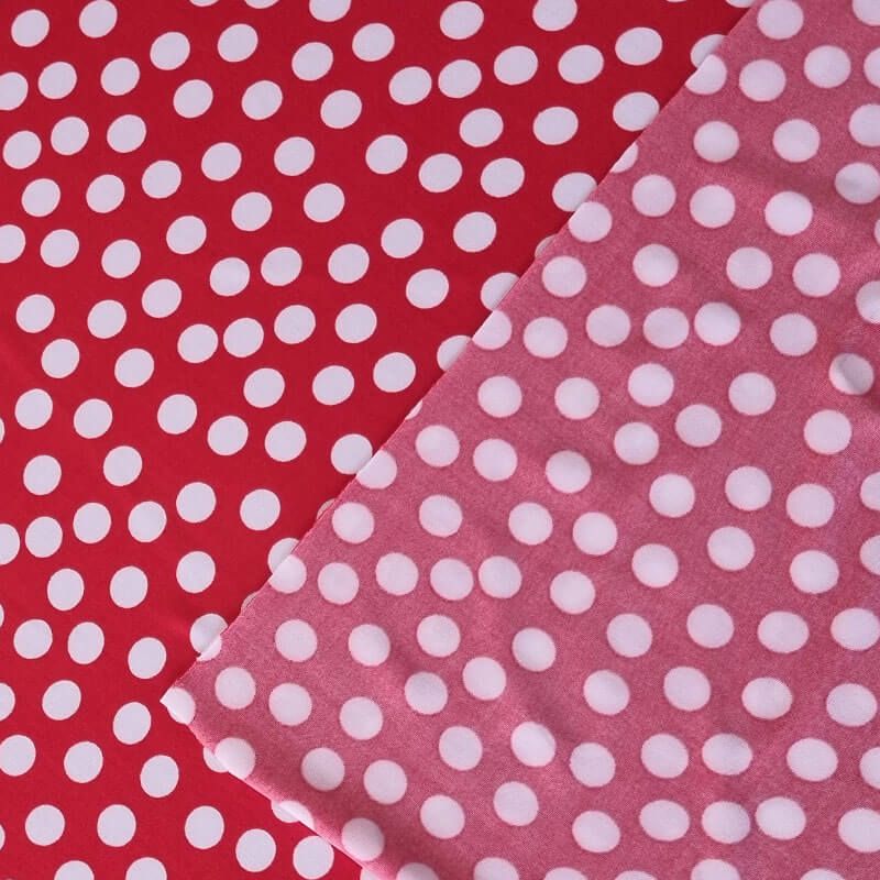 Tela de Punto Roja Lunar Mediano Blanco 1cm (ancho 1,45M) - Imagen 4