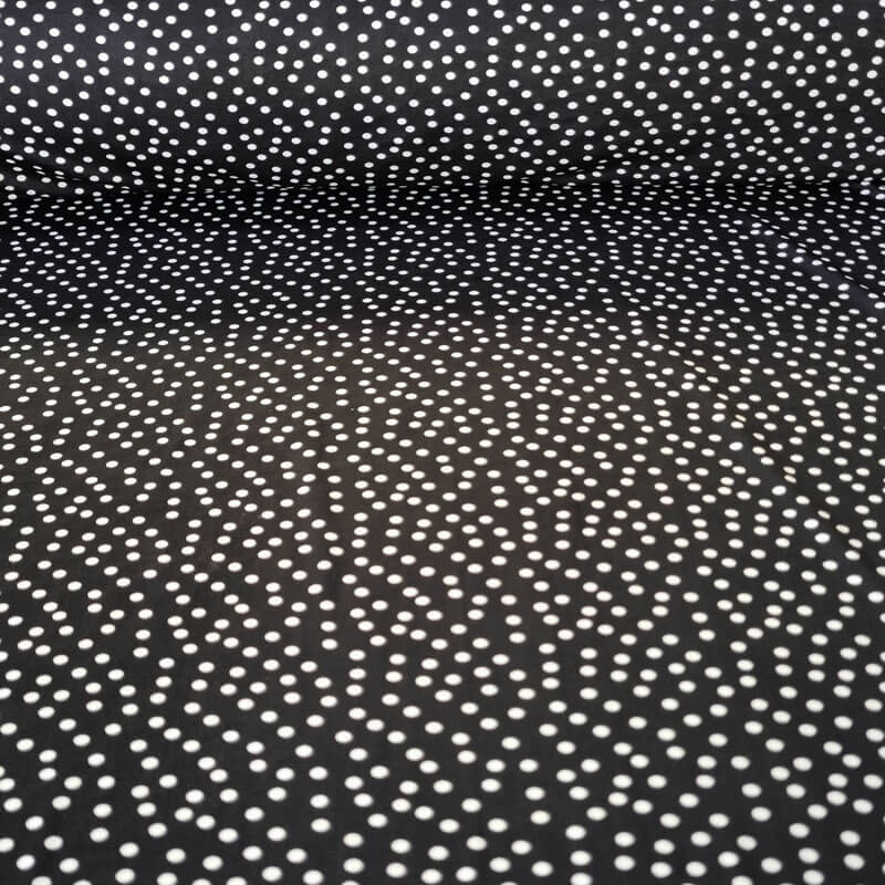 Tela de Punto Negra Lunar Pequeño Blanco 5mm (ancho 1,45M)