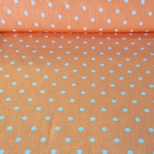 Tela de Lunares 1cm Efecto Lino Naranja (ancho 1,50M)